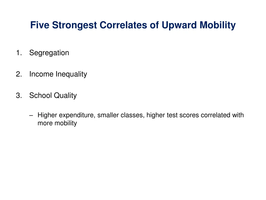 five strongest correlates of upward mobility 1