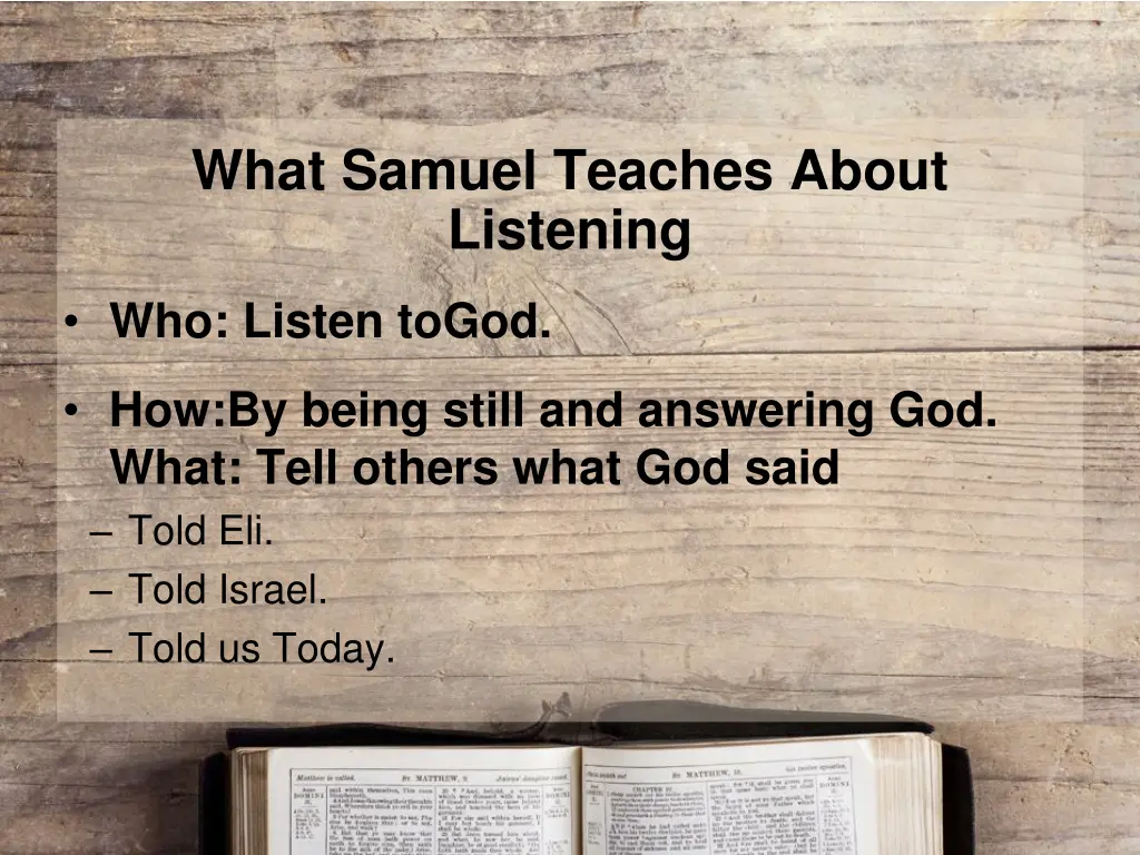 what samuel teaches about listening