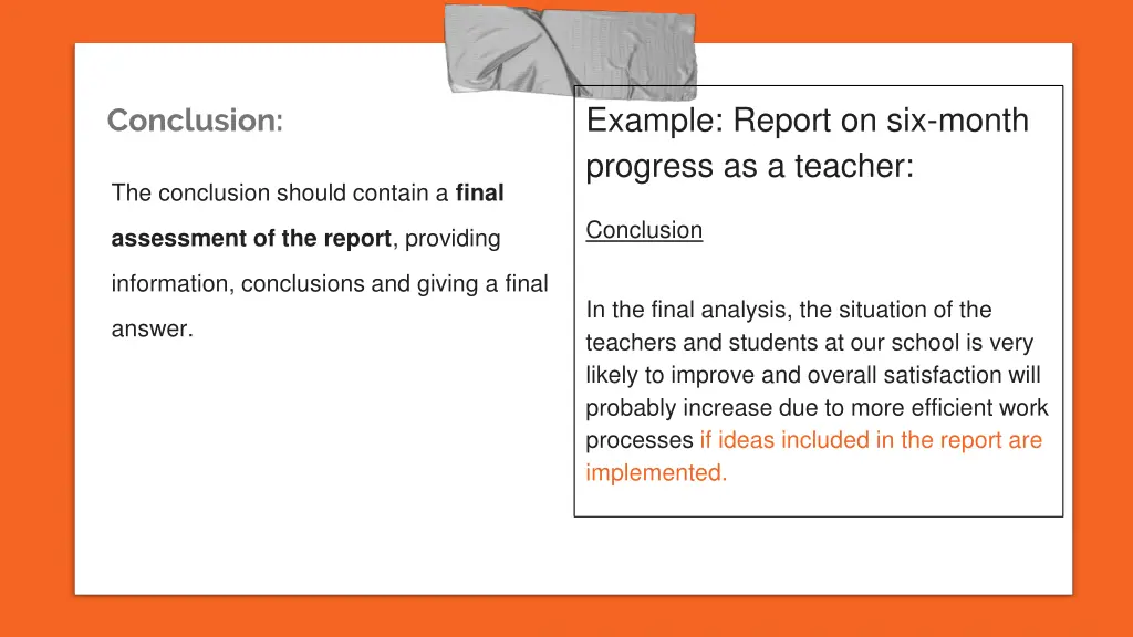 example report on six month progress as a teacher