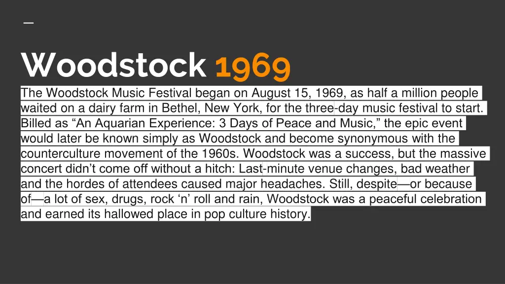 woodstock 1969 the woodstock music festival began