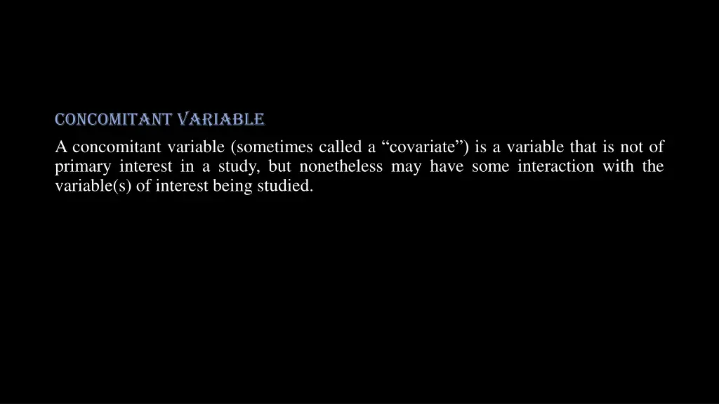 concomitant variable a concomitant variable