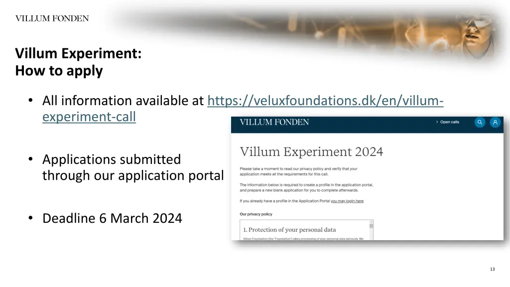 villum experiment how to apply