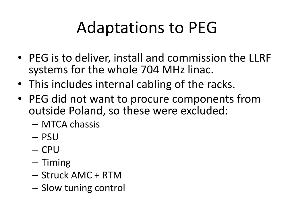 adaptations to peg