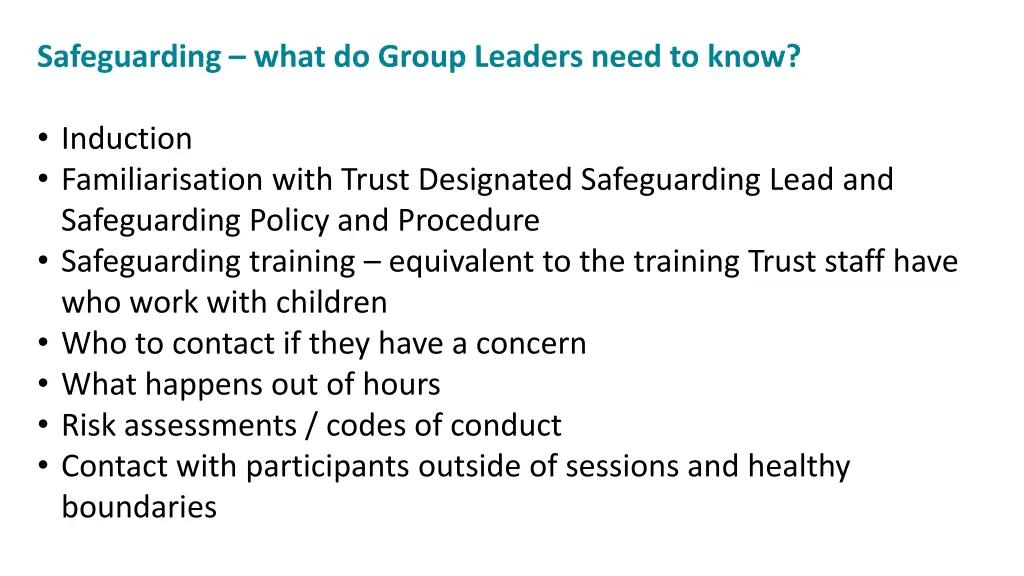 safeguarding what do group leaders need to know