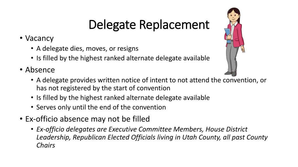 delegate replacement delegate replacement