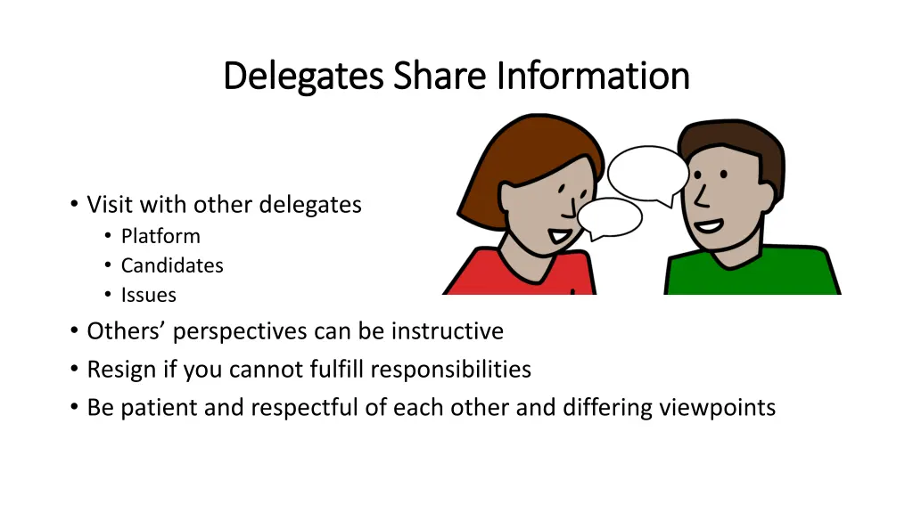 delegates share information delegates share