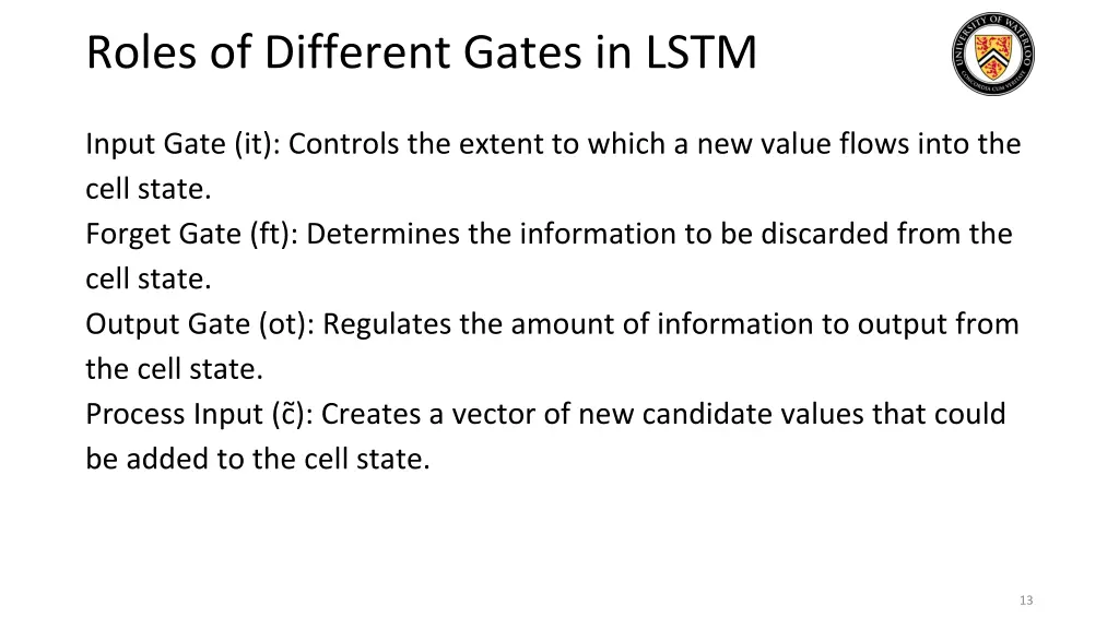 roles of different gates in lstm