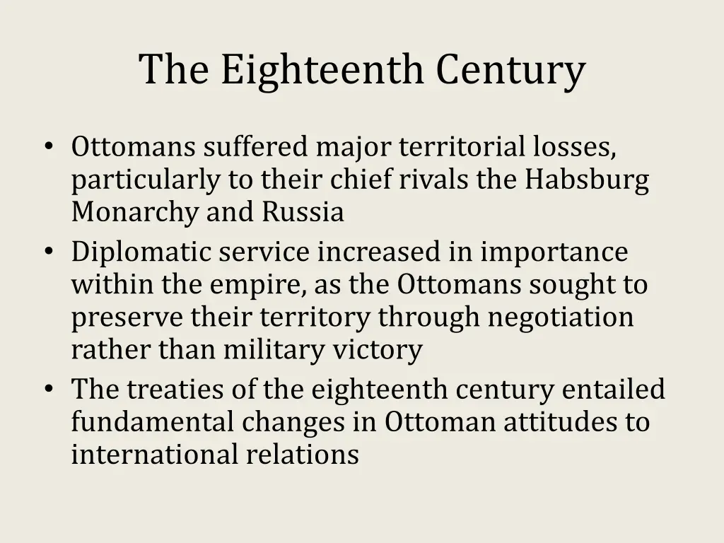 the eighteenth century