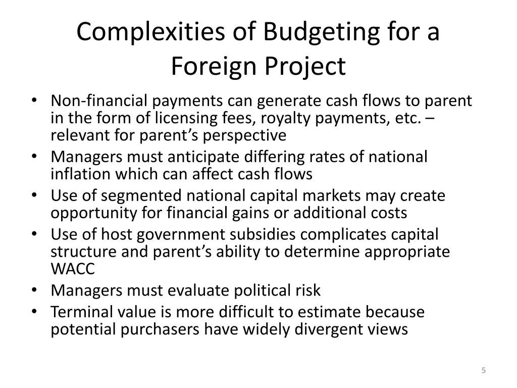 complexities of budgeting for a foreign project 1