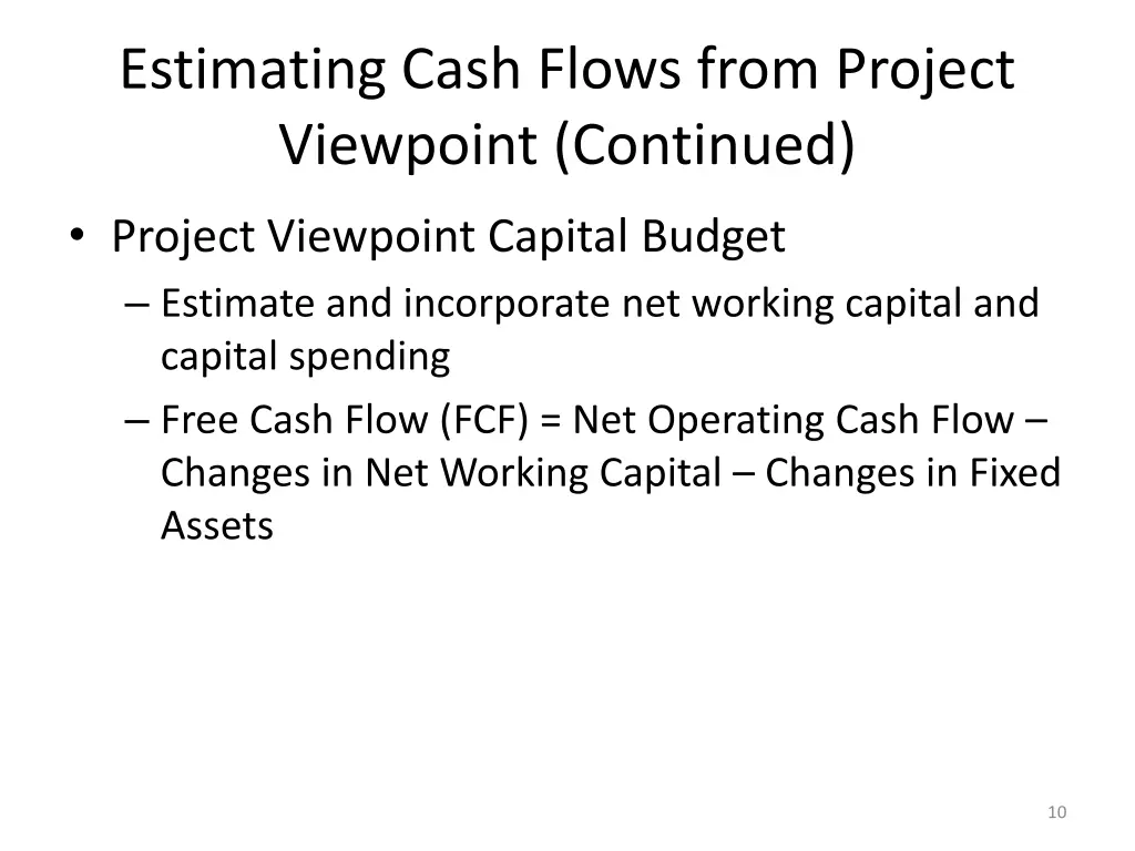 estimating cash flows from project viewpoint 1