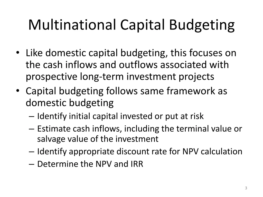 multinational capital budgeting 1