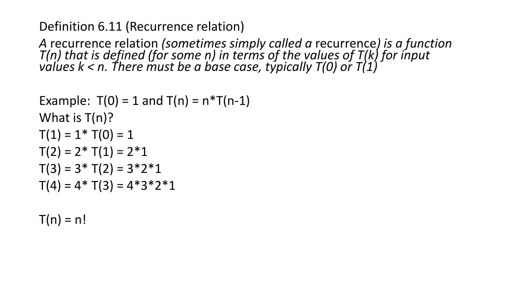 definition 6 11 recurrence relation a recurrence