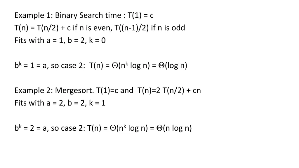 example 1 binary search time