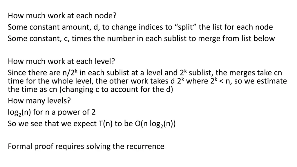 how much work at each node some constant amount