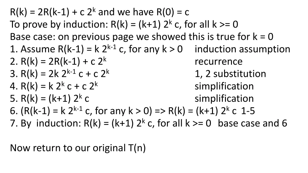 r k 2r k 1 c 2 k and we have r 0 c to prove