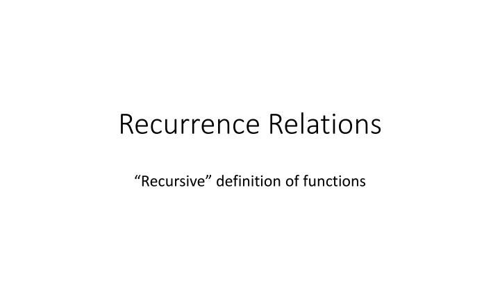 recurrence relations