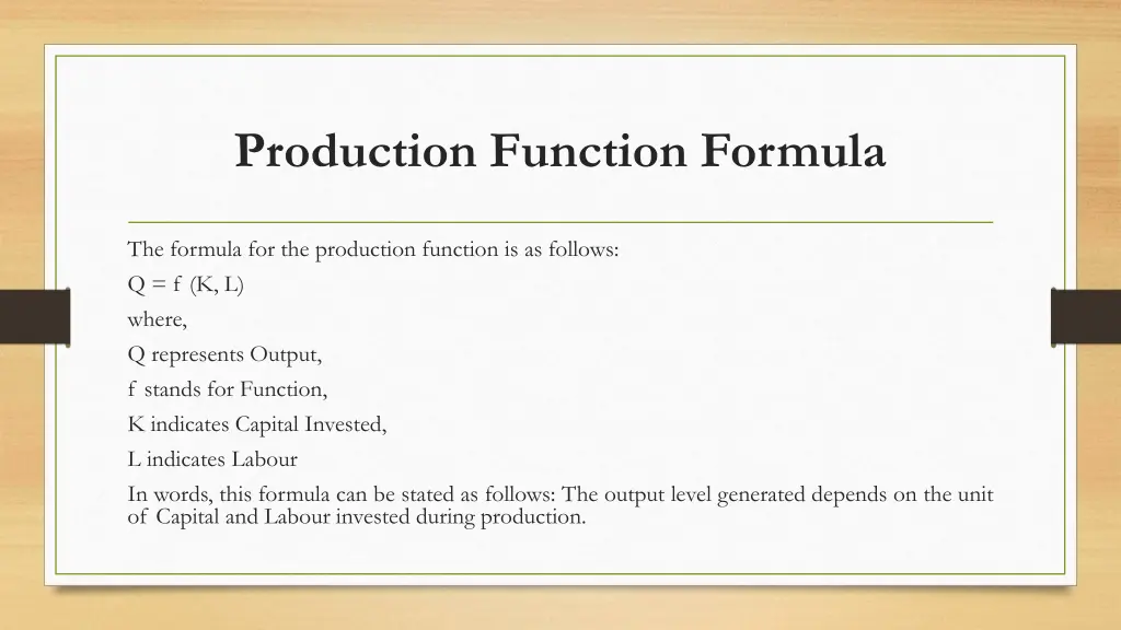 production function formula