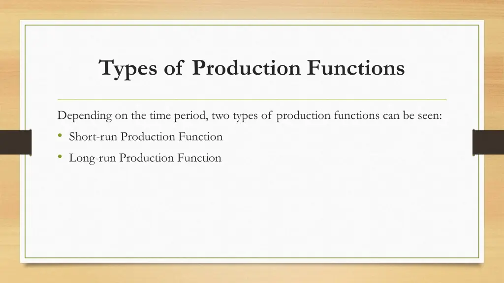 types of production functions
