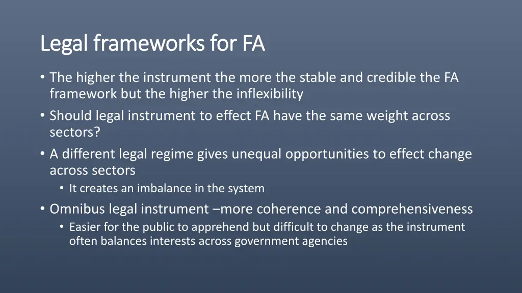 legal frameworks for fa legal frameworks for fa