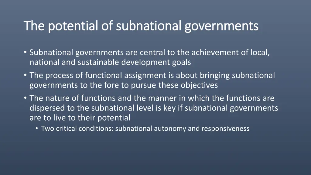 the potential of subnational governments