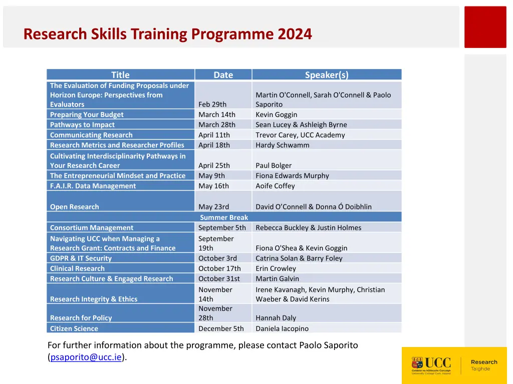 research skills training programme 2024