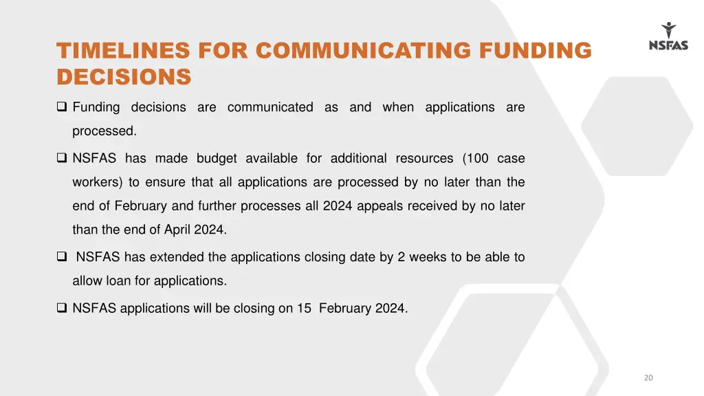 timelines for communicating funding decisions