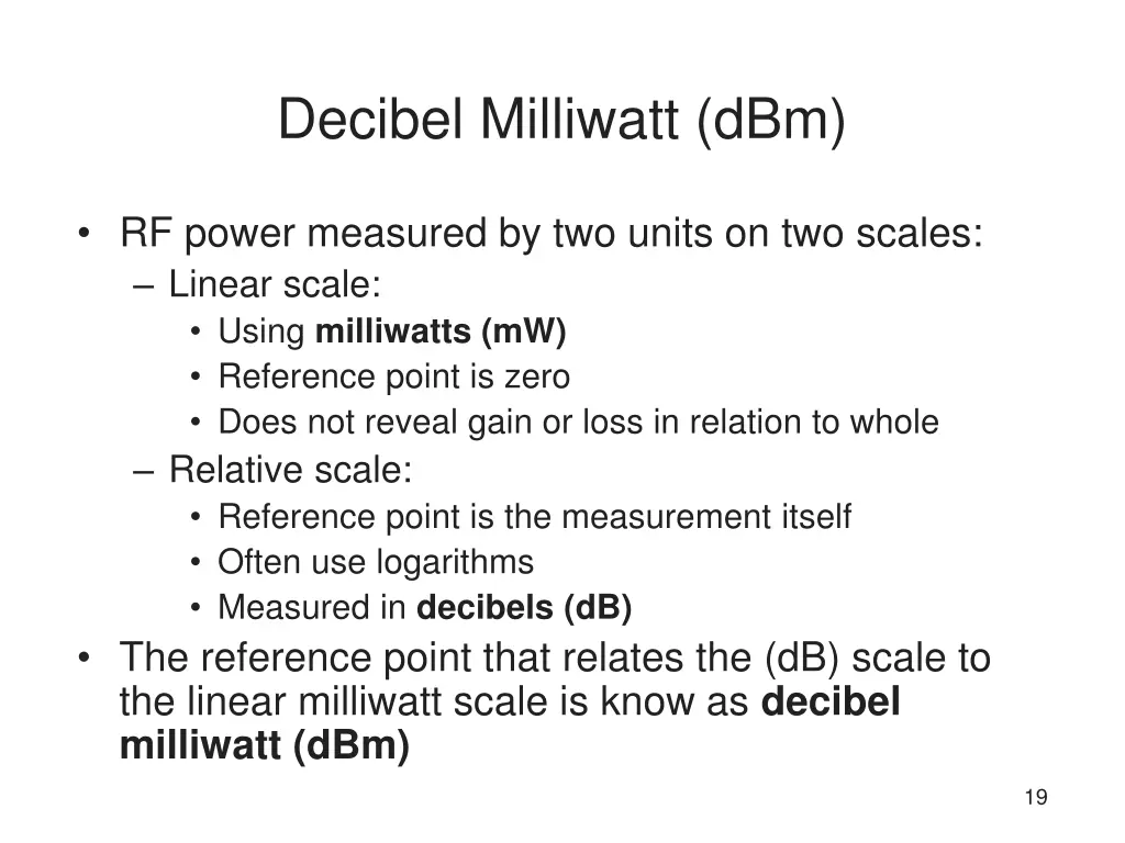 decibel milliwatt dbm