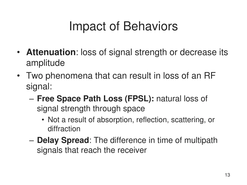 impact of behaviors