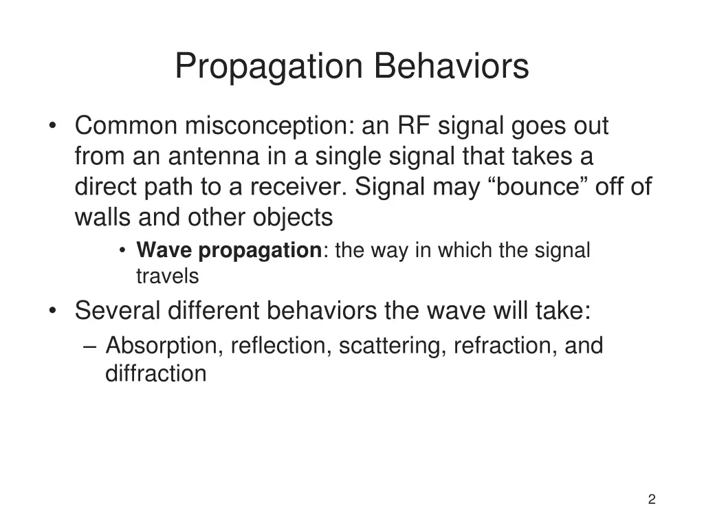 propagation behaviors