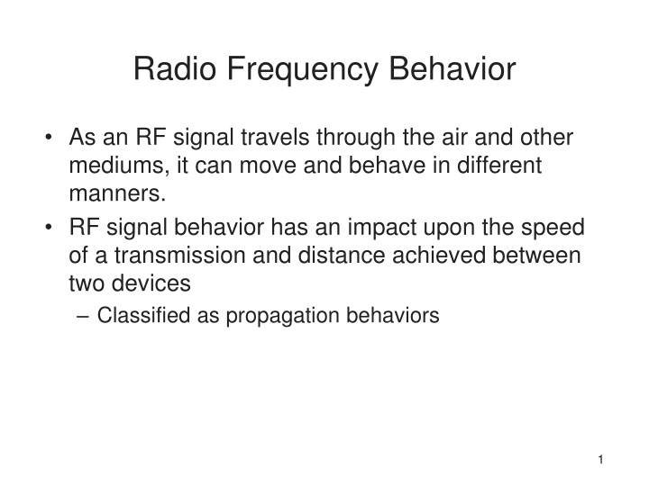 radio frequency behavior