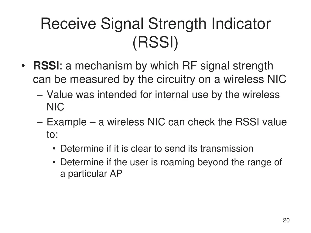 receive signal strength indicator rssi