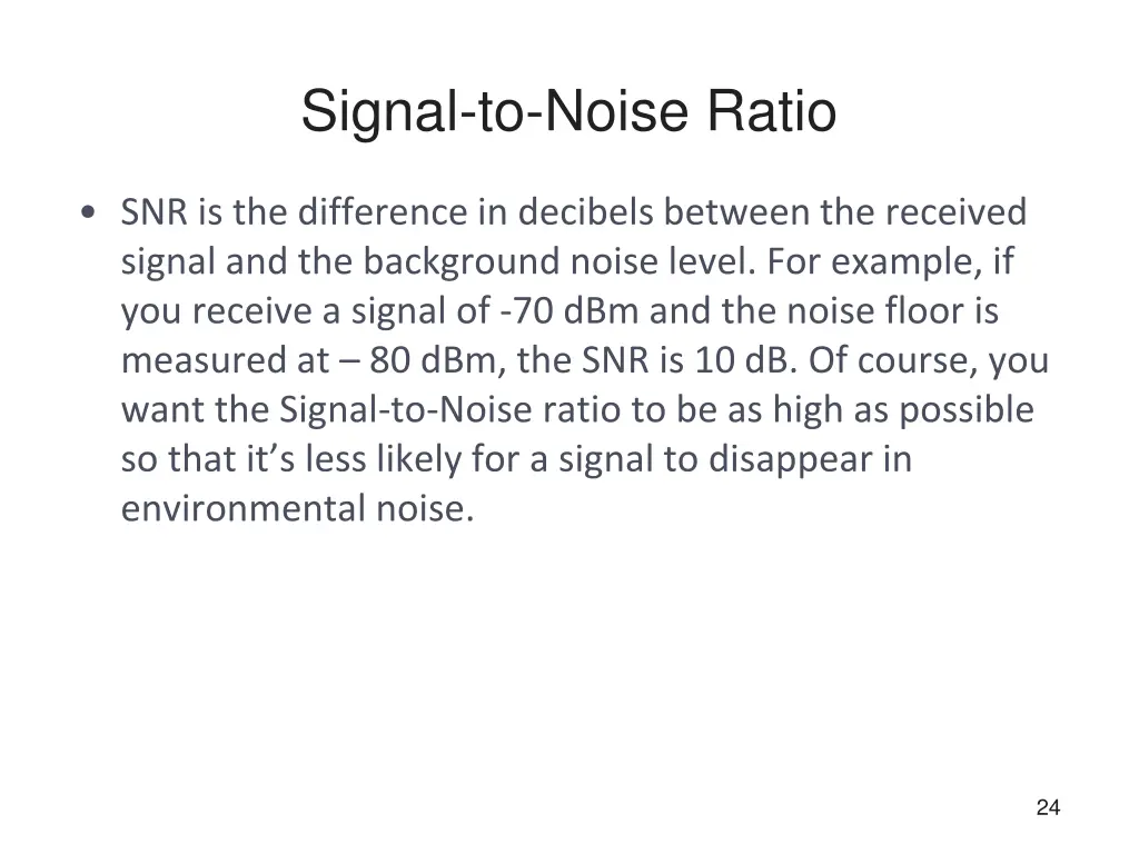 signal to noise ratio