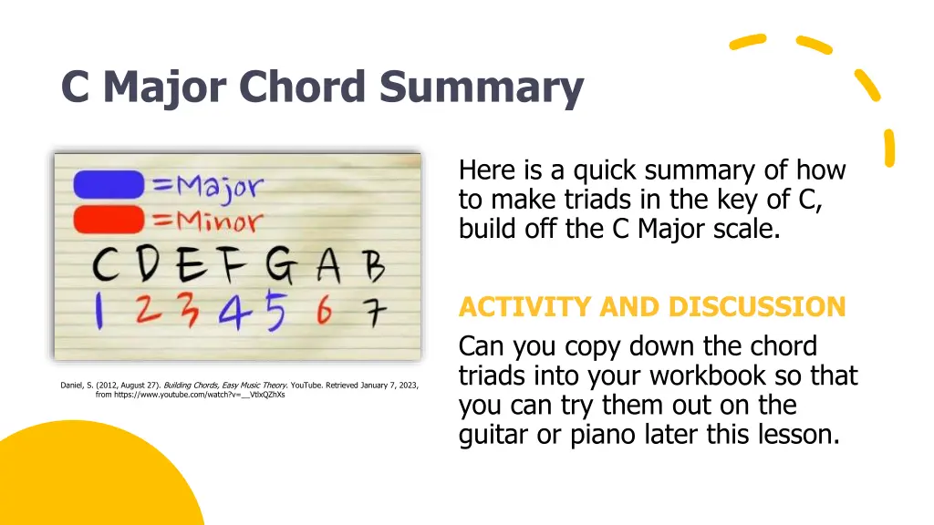 c major chord summary