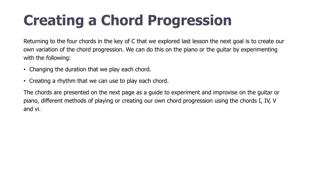 creating a chord progression