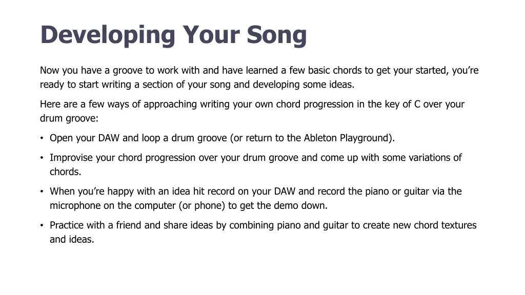 developing your song