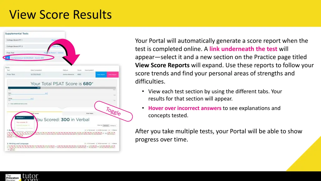 view score results