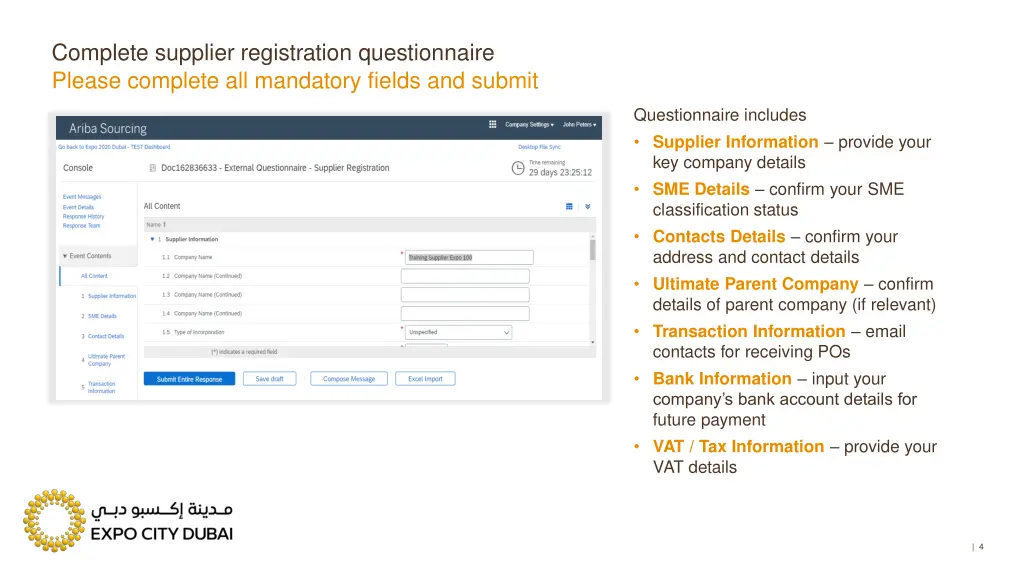 complete supplier registration questionnaire