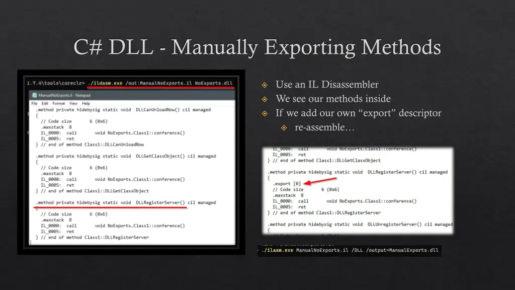 c dll manually exporting methods