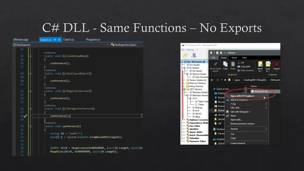 c dll same functions no exports