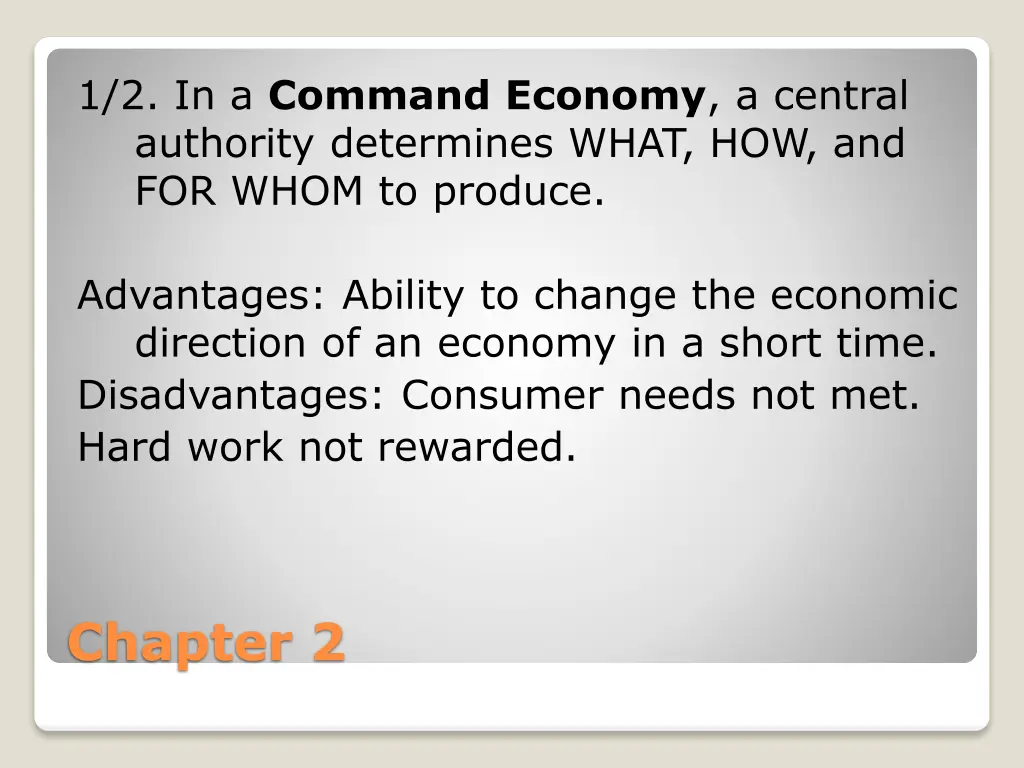 1 2 in a command economy a central authority