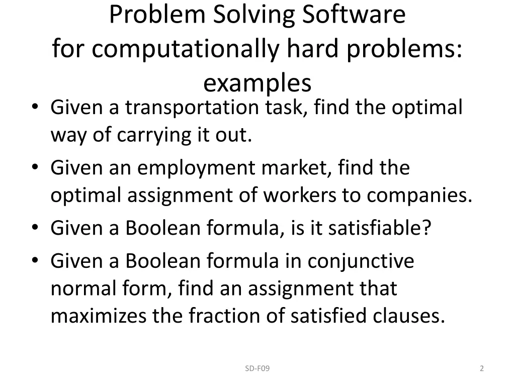 problem solving software for computationally hard