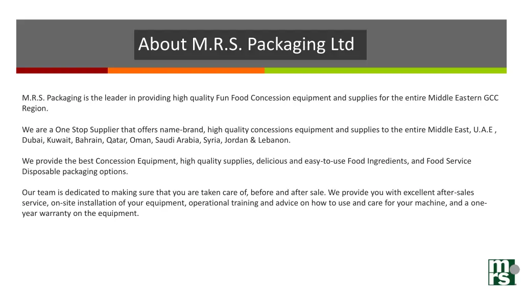 about m r s packaging ltd