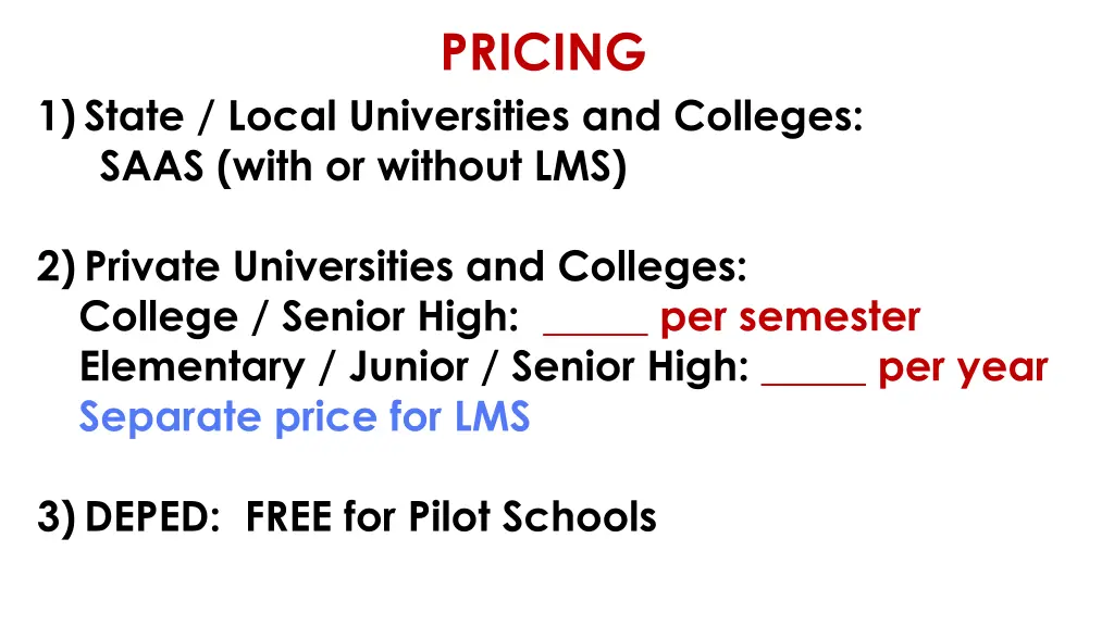 pricing