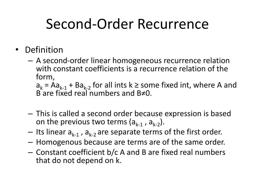 second order recurrence