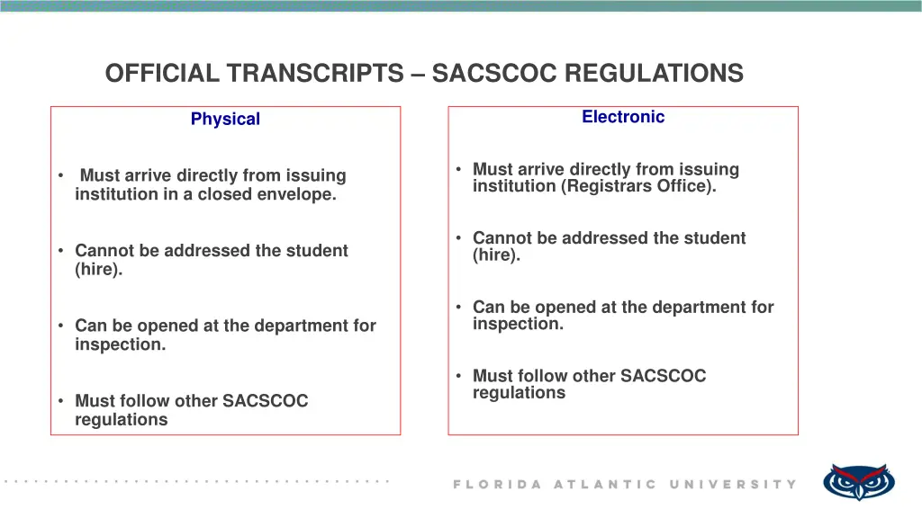 official transcripts sacscoc regulations