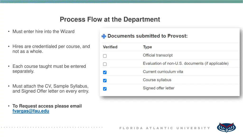 process flow at the department