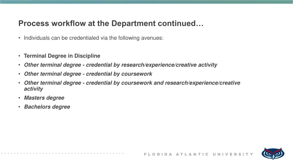 process workflow at the department continued