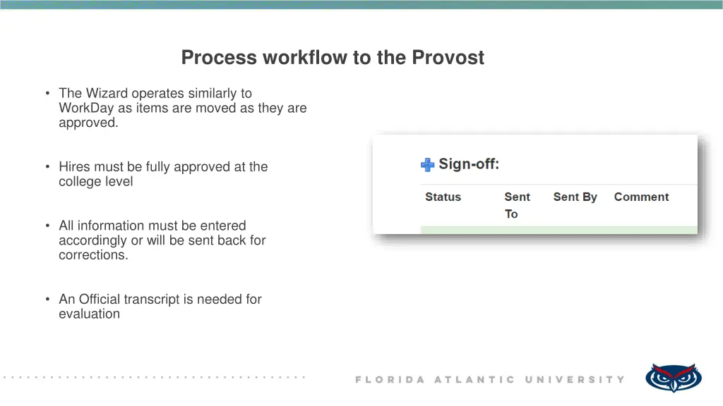 process workflow to the provost