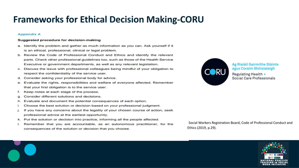 frameworks for ethical decision making coru