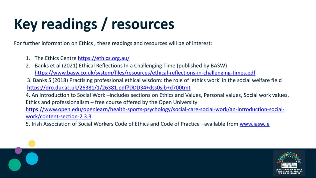 key readings resources